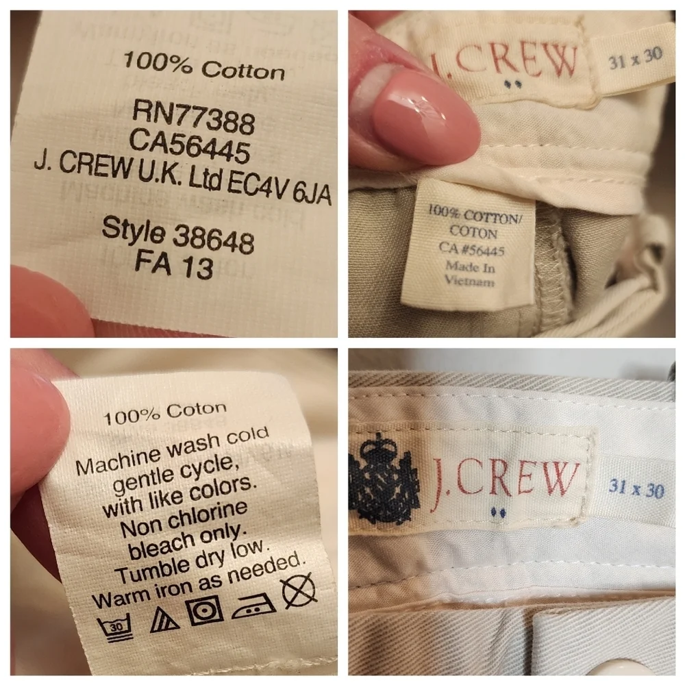 NWT J. Crew Urban Slim‎ Fit Light Beige Chino Pants Men's Size 31×30